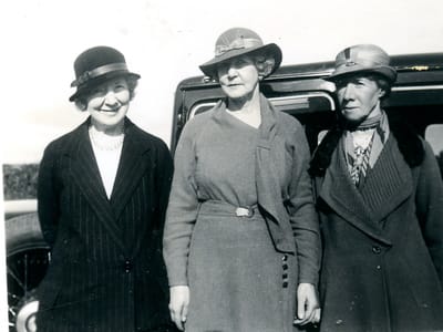 Ada Lewis, sister of E. J. far right - middle is Lily someone, far left illegible - October 1935.jpg