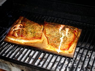 162 Dinner grilling on plank.JPG